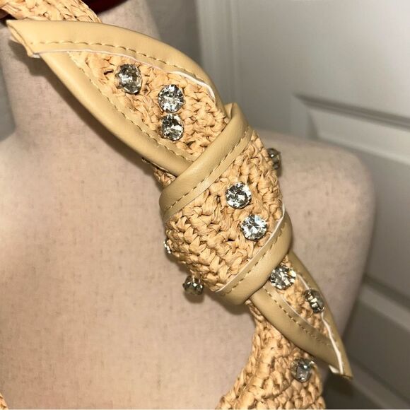 Urban Expressions Studded Embellished Raffia Straw Shoulder Bag - Picture 3 of 11